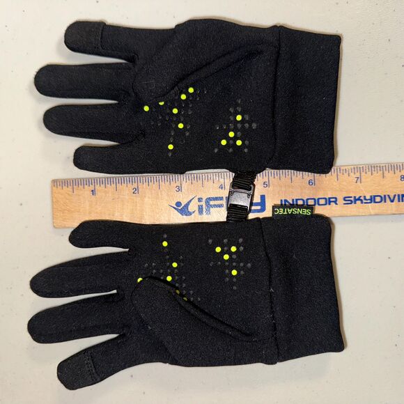 Black Fleece Gloves Kid’s Large Snow Ski Unisex Warm Winter Lightweight - Picture 7 of 9